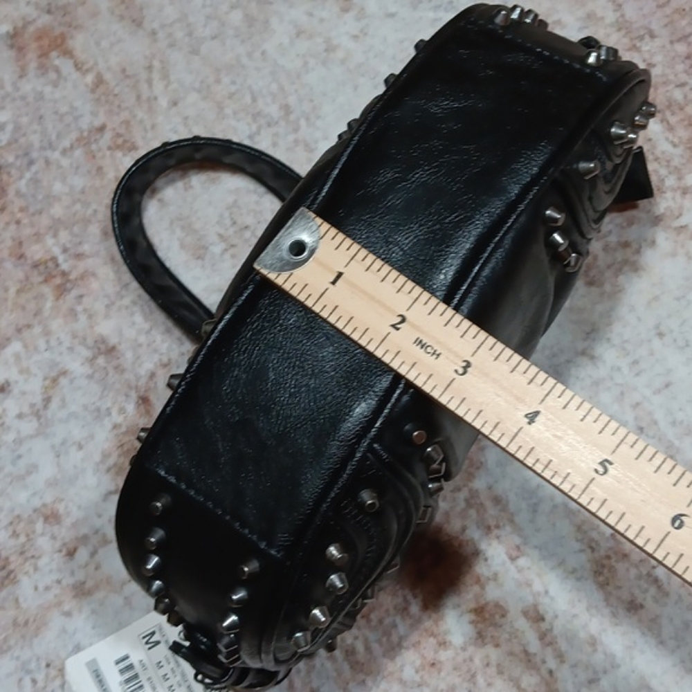 NEW Studded Black Shoulder Bag - Women - Picture 6 of 13